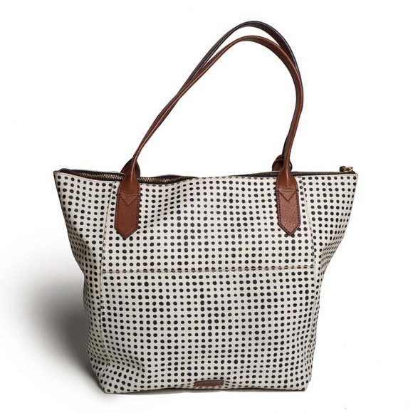 Fossil Coated Canvas Polka Dot Large City Tote - Picture 1 of 13
